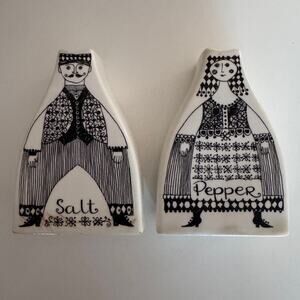 Vintage MCM Figgjo Flint Turi Norway Man and Woman Salt Pepper Shakers Ceramic